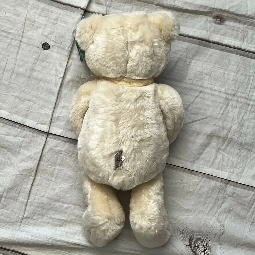 Gund Bear Plush Christmas Purse Bow Neck‎ Cream Adorable Stuffed Animal Kids Toy